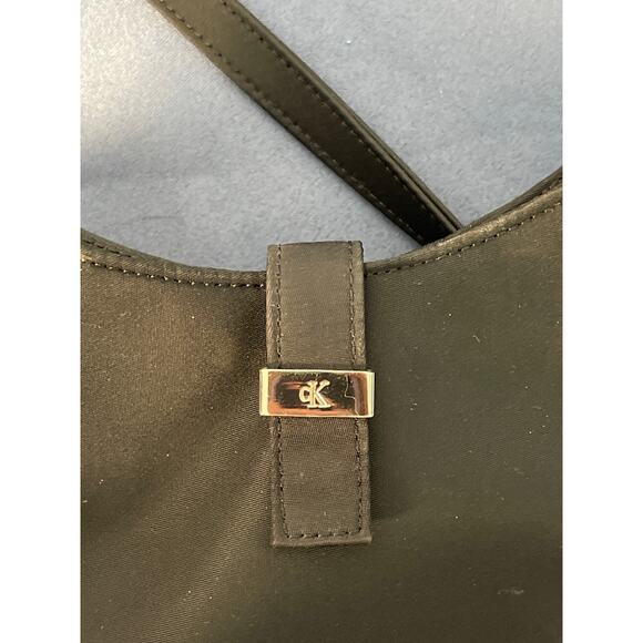 Calvin Klein Black Evening Bag Silver Buckle with Shoulder Strap Great Condition - Picture 5 of 7